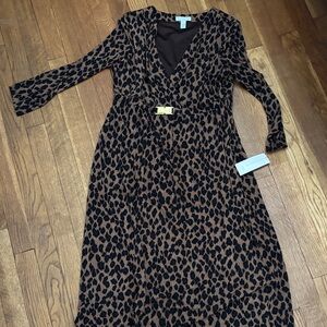 Charter Club Animal Print Long Sleeve Dress NWT
